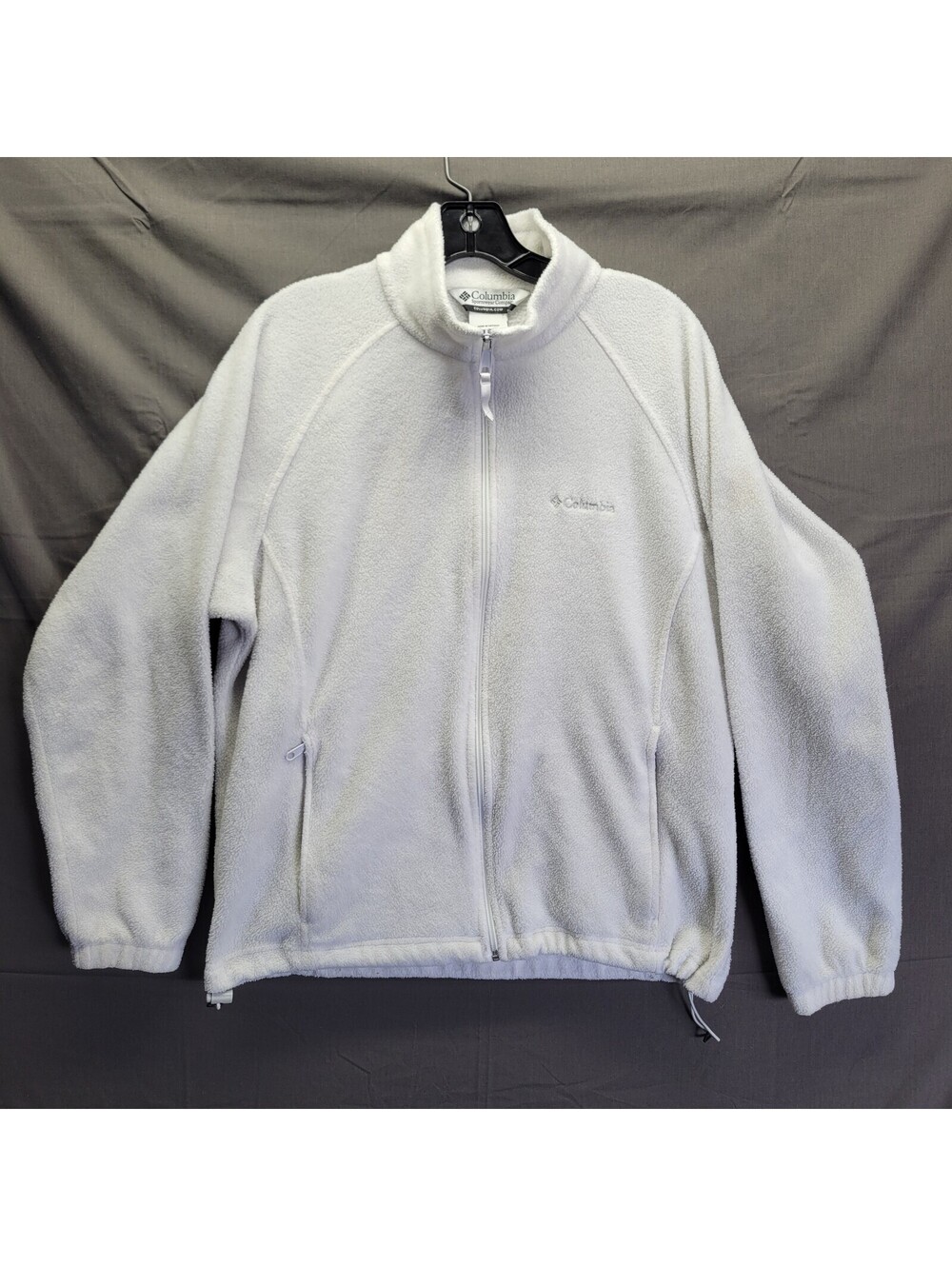 Columbia Women's Full Zip Up Fleece Jacket High Neck Long Sleeves White SZ L